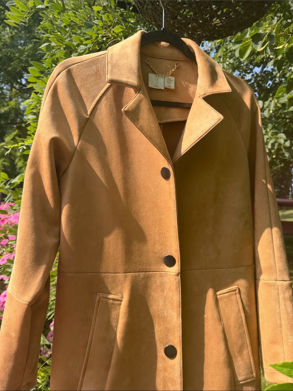Joie Camel Suede Long Trench Coat